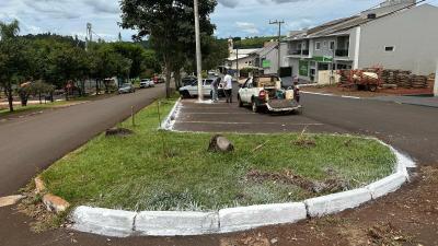 Praça Municipal de Virmond está sendo revitalizada para acolhida dos peregrinos do Ano Jubilar